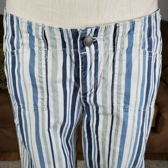 Express Precision Fit Retro Blue White Striped Wide Leg Cotton Pants Size 9/10 - Picture 4 of 8